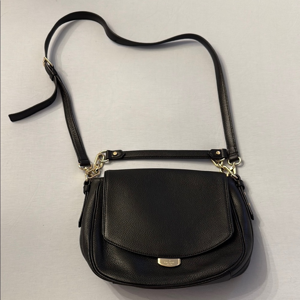 Kate Spade Black Leather with gold accents Shoulder Bag / hand bag